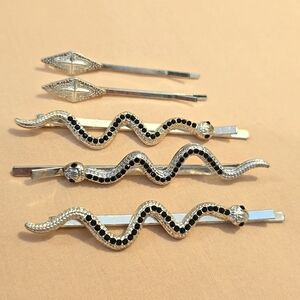 Anthropologie Silver Snake Hair Pin Set of 5 - NEW